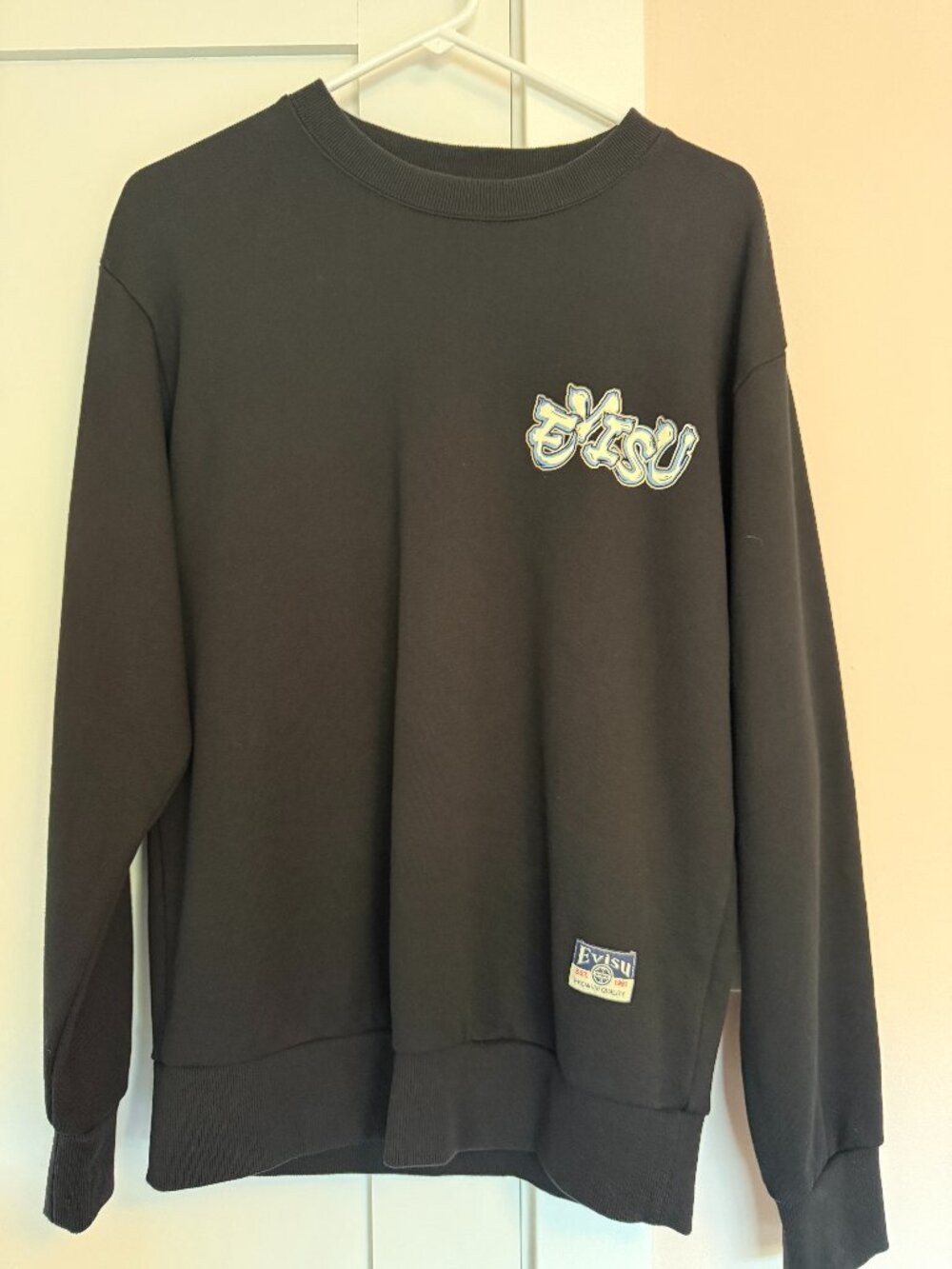 Evisu Crew Neck Long Sleeve Sweatshirt Black M Japanese Traditional Print